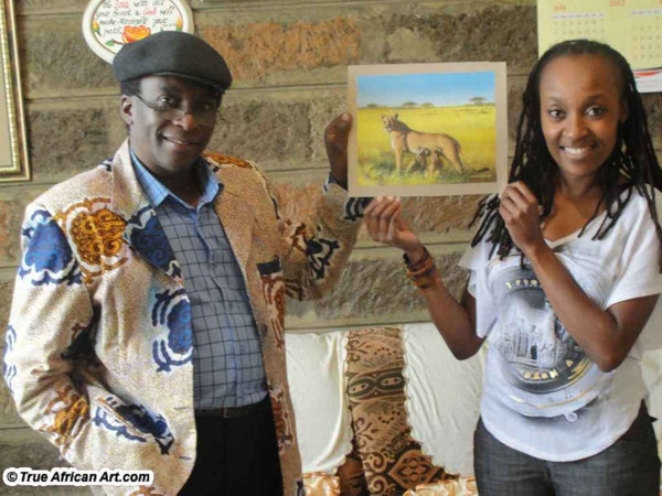 African Wildlife Artist, Daniel Njoroge, with Gathinja Yamokoski