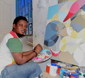 African Artist Richie Adusu from Ghana paints in an array of styles.