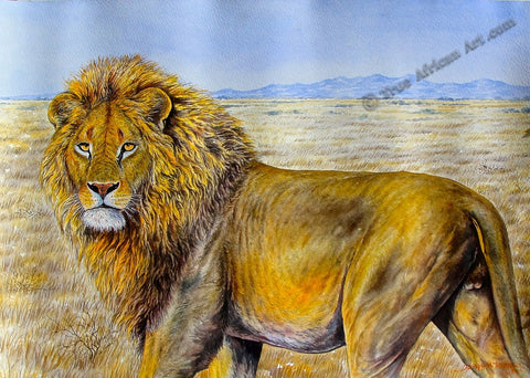By African artist Joseph Thiongo - Lion Painting