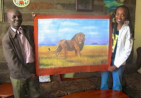 Wildlife Artist Wycliffe Ndwiga from Kenya with Website Owner, Gathinja Yamokoski