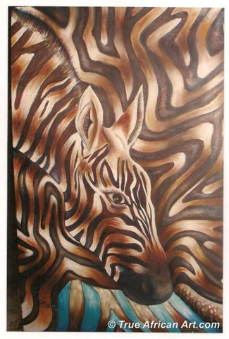 Zebra painting print from Tanzanian artist, Majeshi