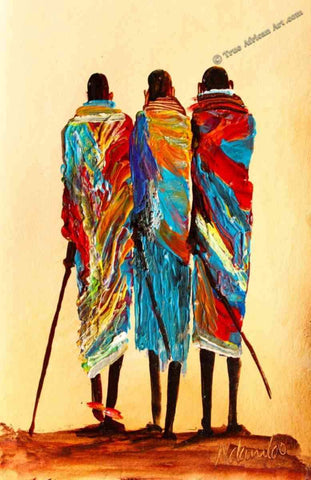 John Ndambo paints African Art Paintings of the Masai Tribe.