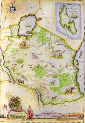 Tanzania Map, East Africa  |  Blue Rhino Maps