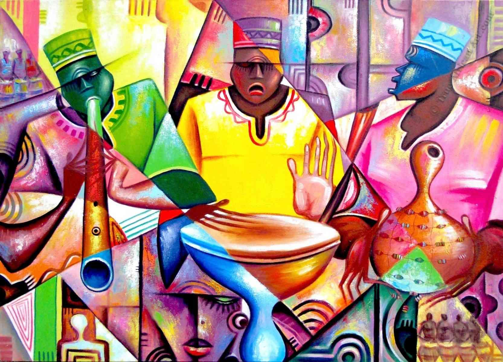 Original Painting of Ghanaian drummers.