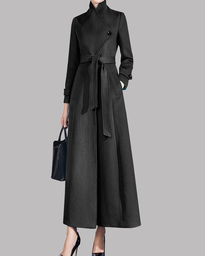 Wool coat women, Cashmere winter coat, long jacket, High collar coat , –  lijingshop