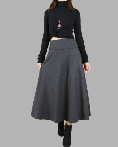 Long wool skirt, Elastic waist skirt, Maxi skirt, Wool skirt, Winter s –  lijingshop