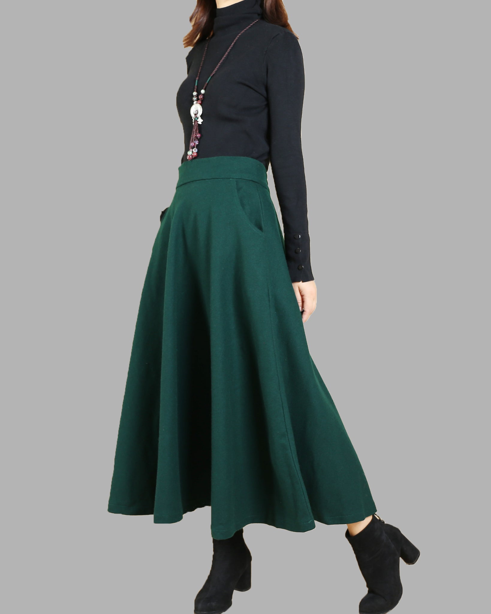 Women wool skirt/flared skirt/winter 