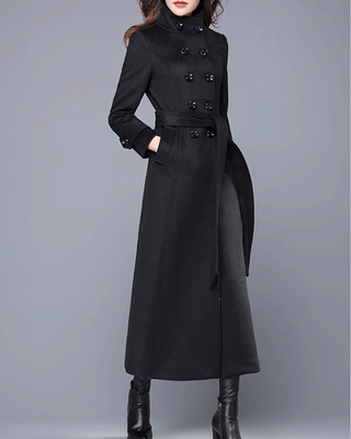 Fine plus size Winter coat back open coats green double breast wool coat  for woman