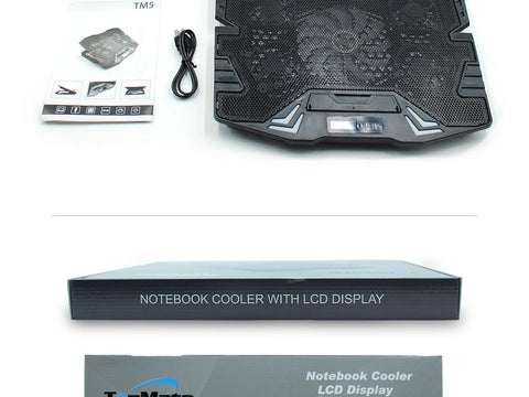 12-15.6 inch Quiet USB Laptop Cooling Pad w/ 5 Fans Light