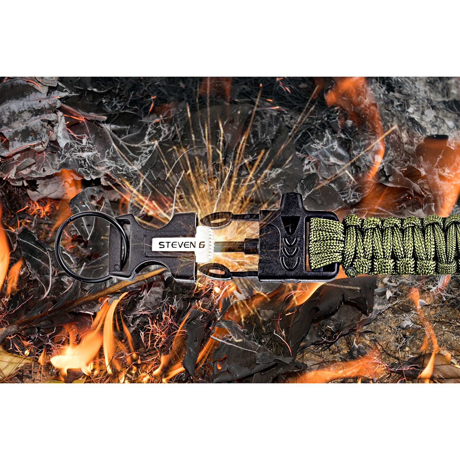 Paracord Bracelet with Flint Fire Starter Whistle Compass, 5 in 1 Camping  Survival Kit (500kg Pickup, Pack of 1)