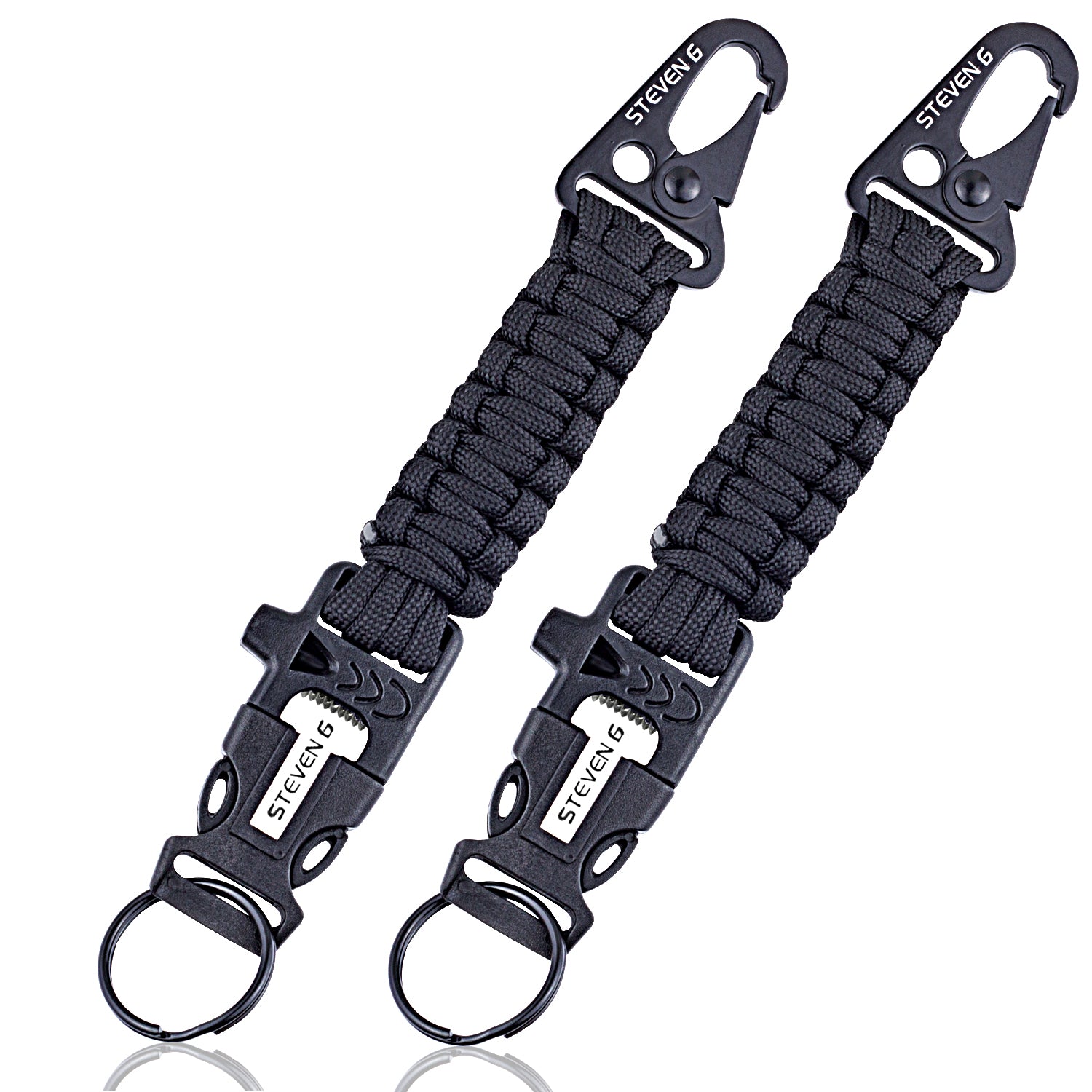Steven G Paracord Carabiner Survival Keychain with Firestarter and Whi