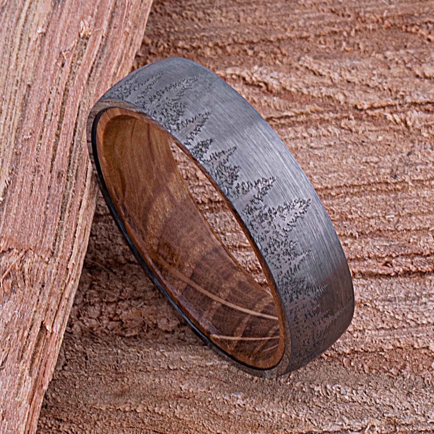 6mm Whiskey Barrel Rings for Men - Thin Black Tungsten Wood Ring Bourbon Barrel Inlay 11