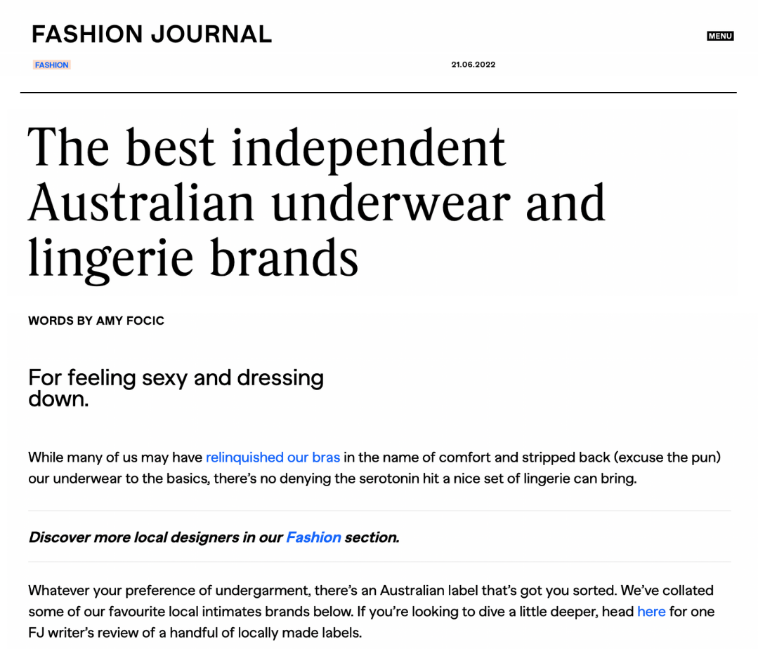 Chouchou Intimates in The best independent Australian underwear and l