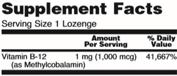 Methyl B12 Content Label