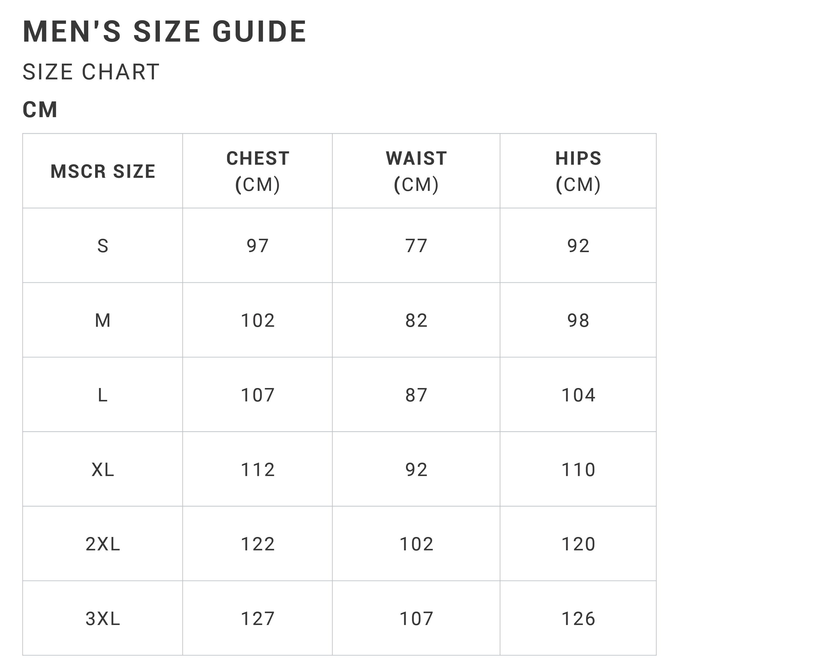 Sizing Guide – MUSCLE REPUBLIC
