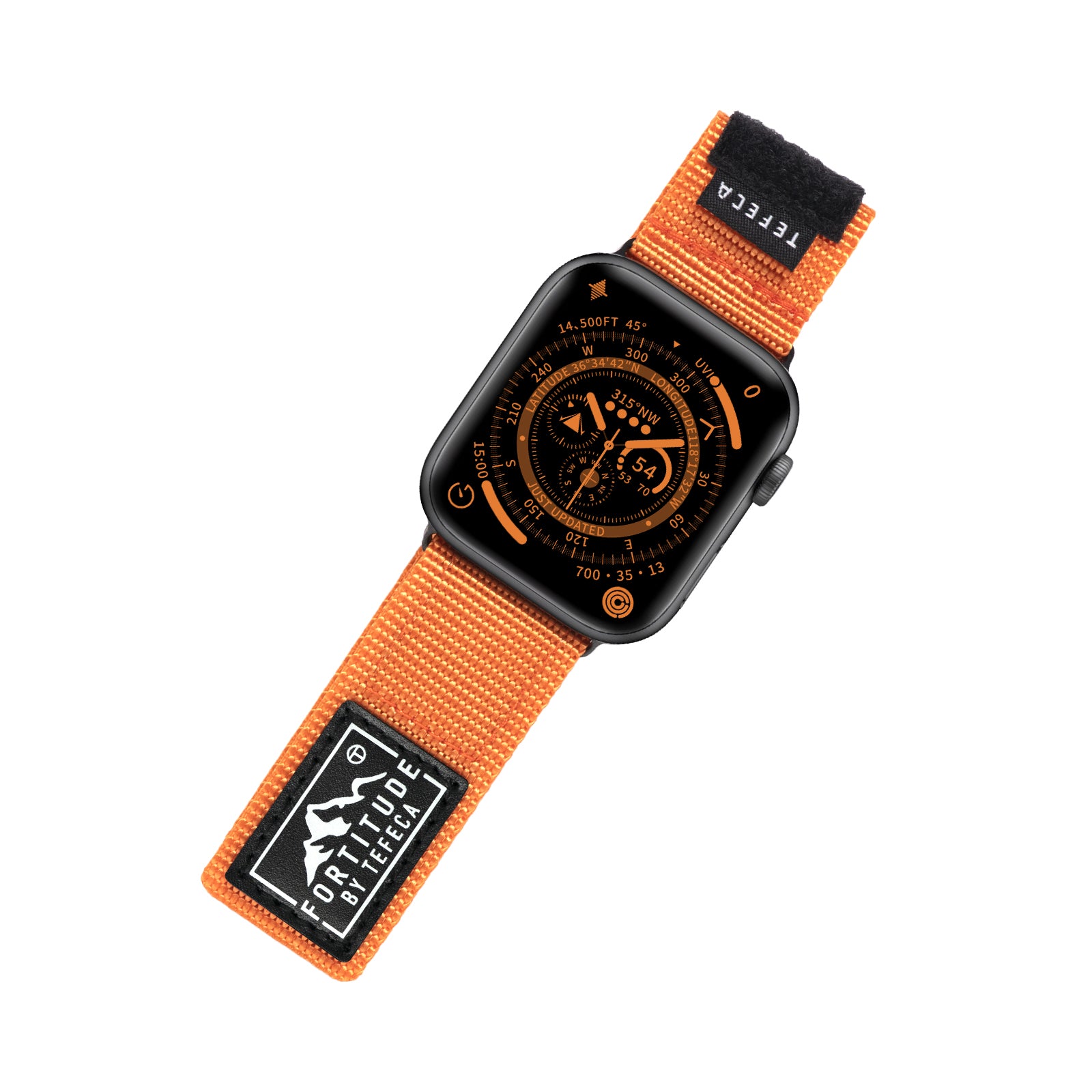 Bracelet montre Smartwatch Apple Watch Series 1, 2, 3, 4 et 5 en tissu Nato  orange 44 mm