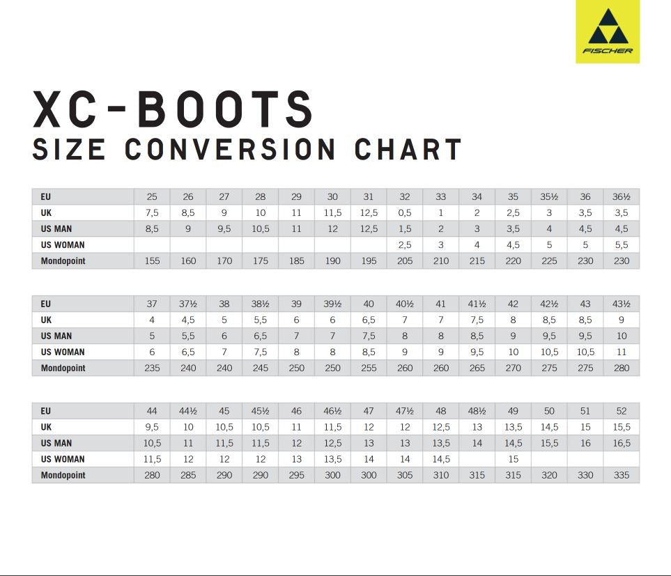 Fischer Size Guide Chart