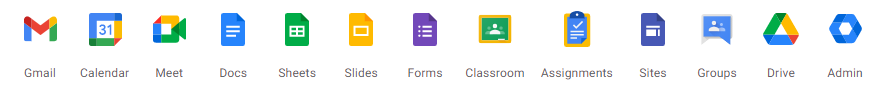 A collection of Google icons visualising the apps including in Google workspace
