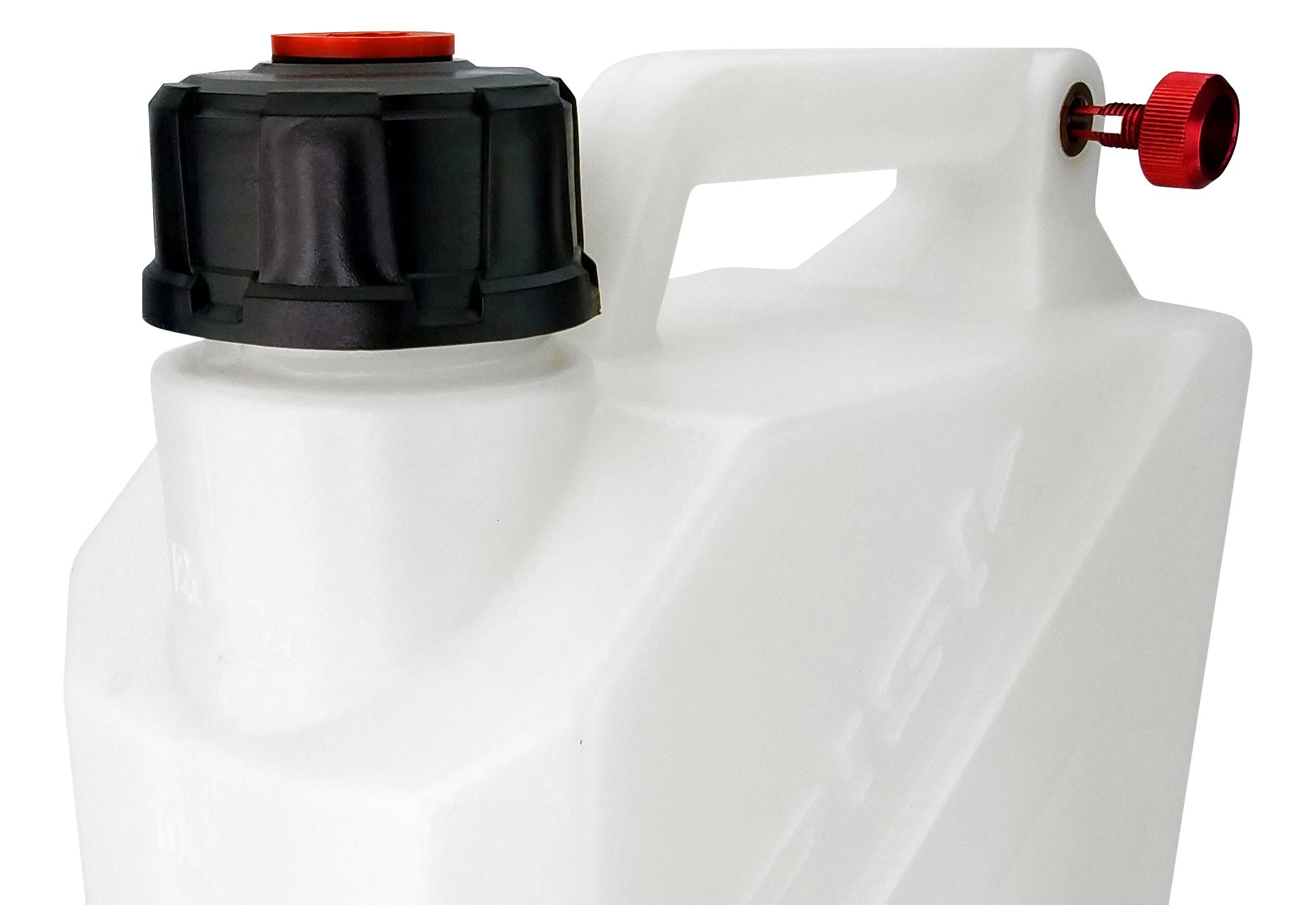 close up of the top of an EZ utility jug showing main cap and breather screw