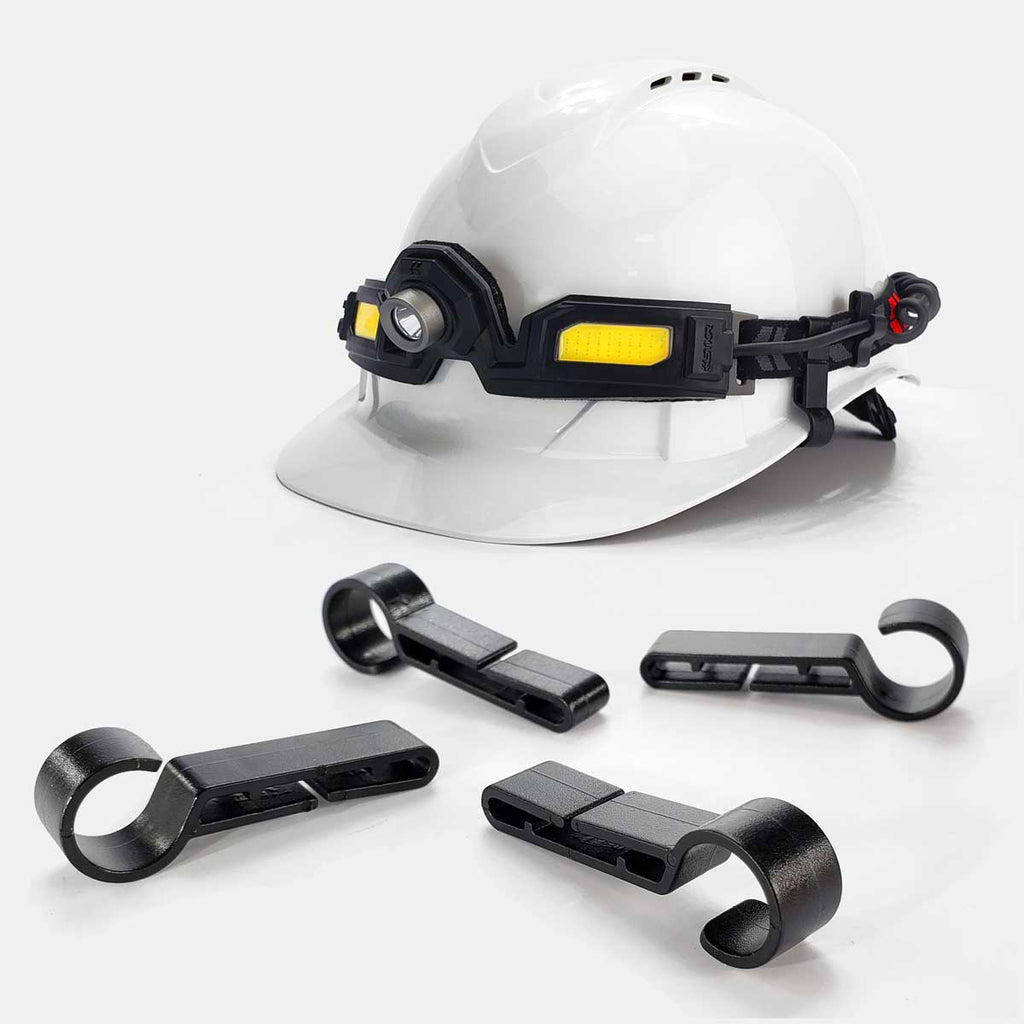 Flexit Headlamp 6.5 pro hard hat clips shown mounted by STKR Concepts