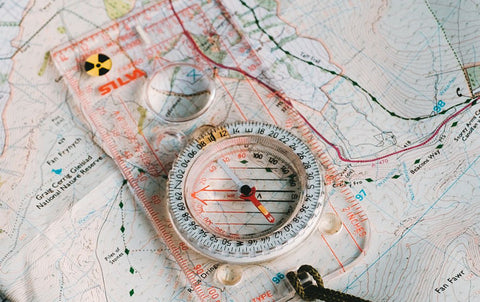 traditional map and compass