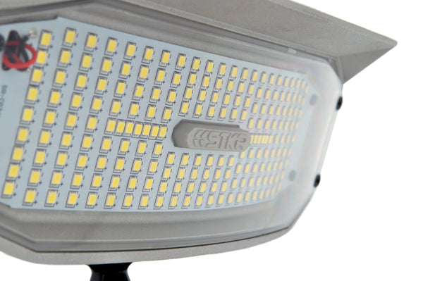 Extreme close up of the face of the Outdoor Motion Flood Light by STKR Concepts