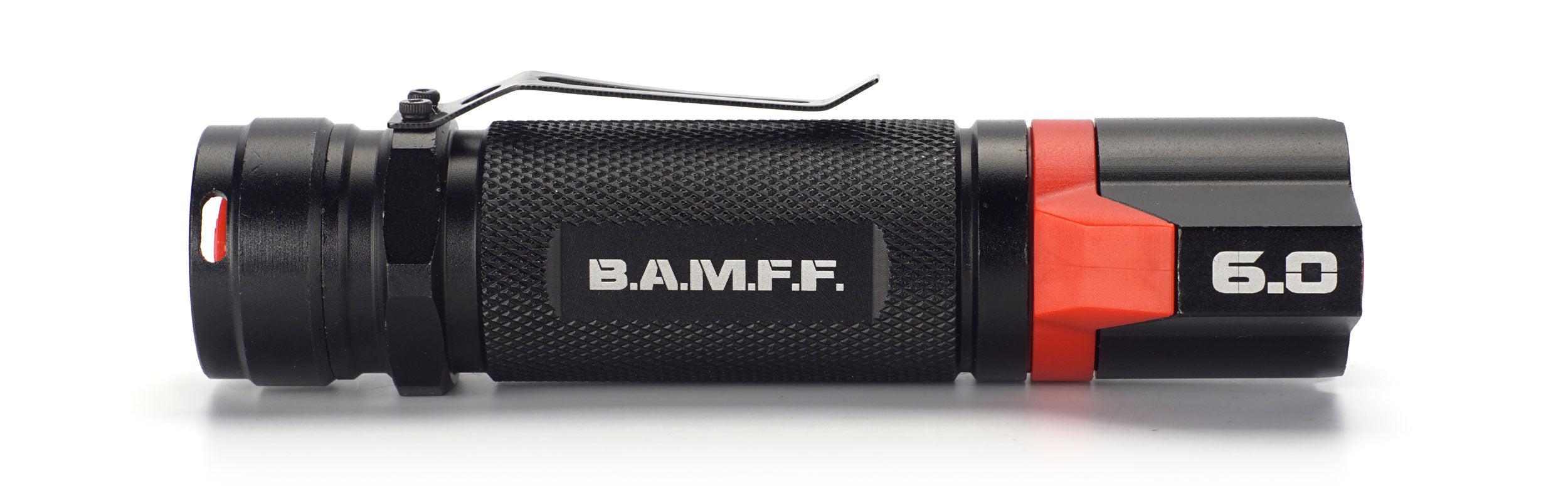 landscape side shot of a BAMFF 6.0 tactical flashlight