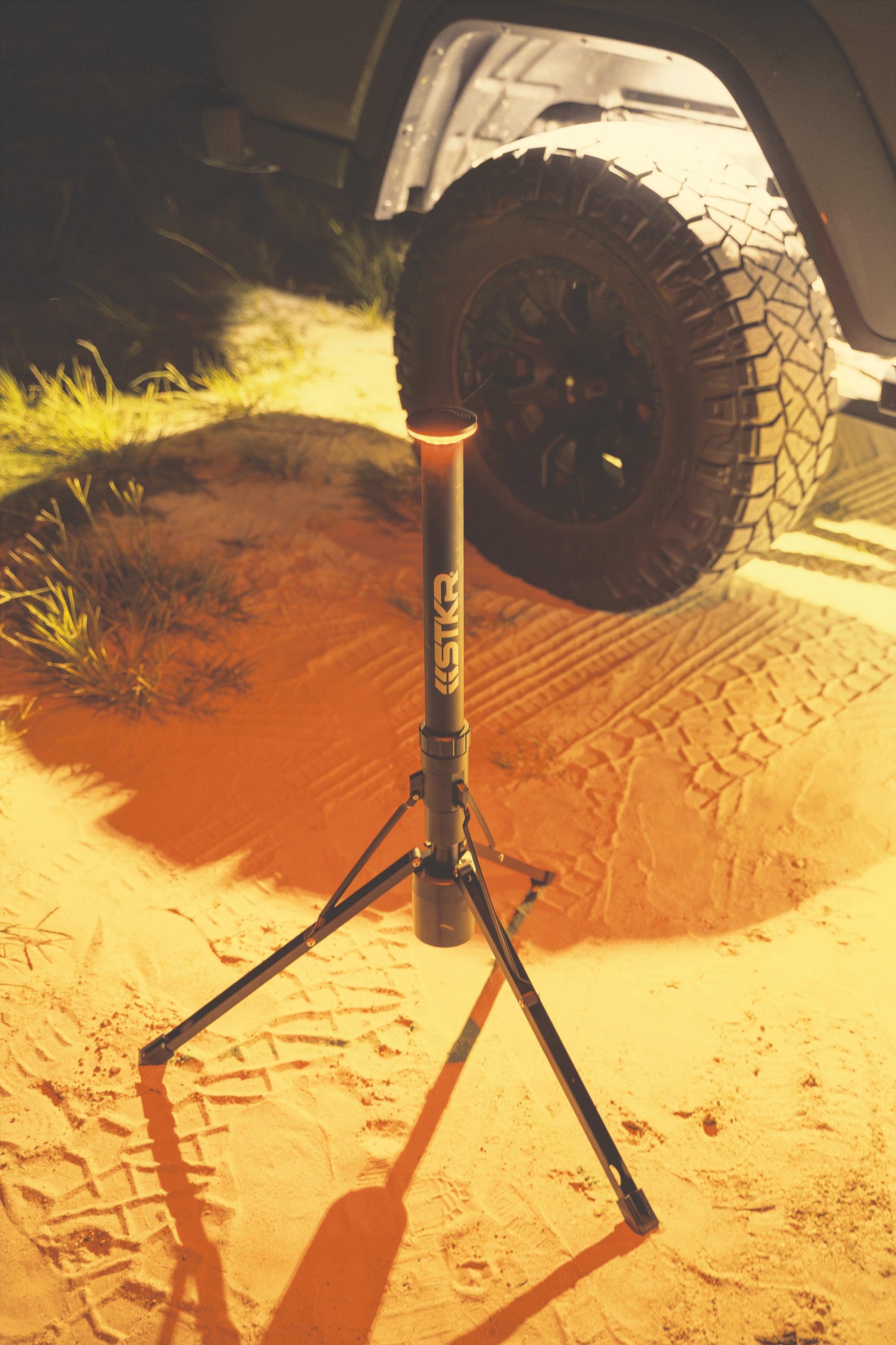 Amber Light mode night time off-roading scene | FLi OVER-LANDER Telescoping Light by STKR Concepts