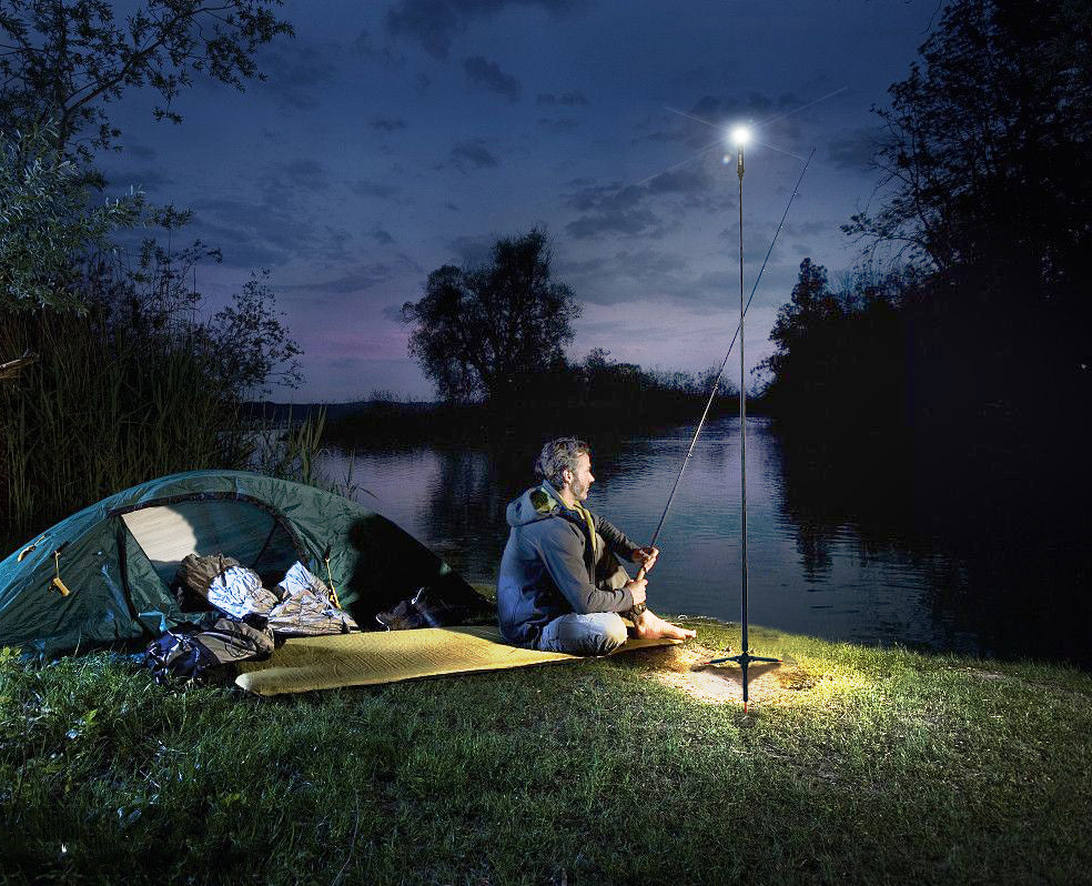 Portable Camping Light with Stand Adjustable Telescoping Metal