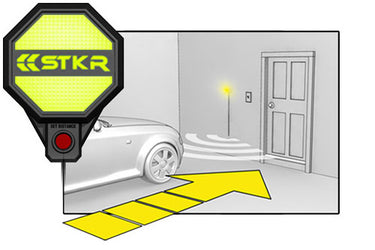Sensor de aparcamiento en garaje STKR Concepts paso a paso para aparcar el coche - paso 2 para reducir la velocidad