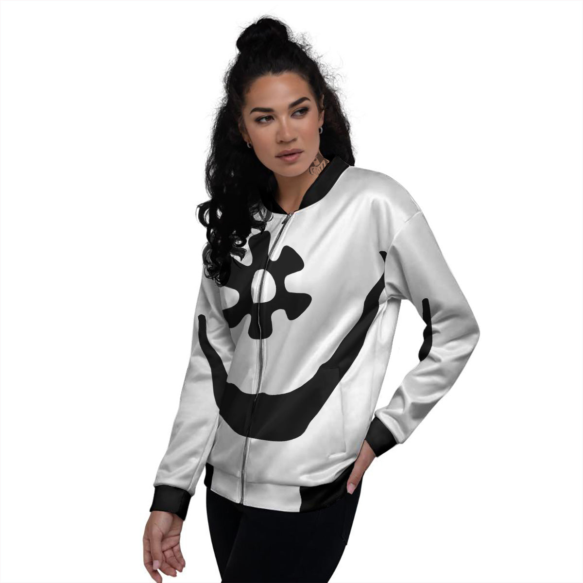 Adinkra Tribe Symbols White And Black Women's Bomber Jacket – Grizzshopping