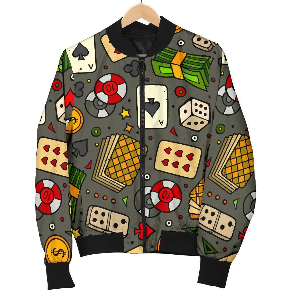 Poker Casino Pattern Print Men's Bomber Jacket – Grizzshopping