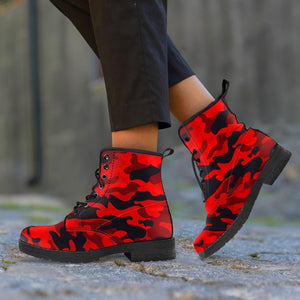 red camouflage boots