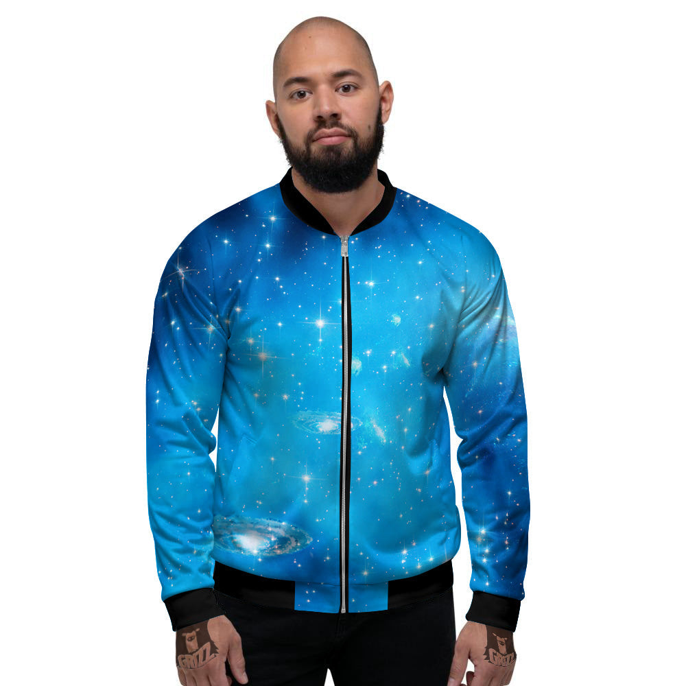 Starfield Galaxy Space Blue Cloud Print Men's Bomber Jacket – Grizzshopping