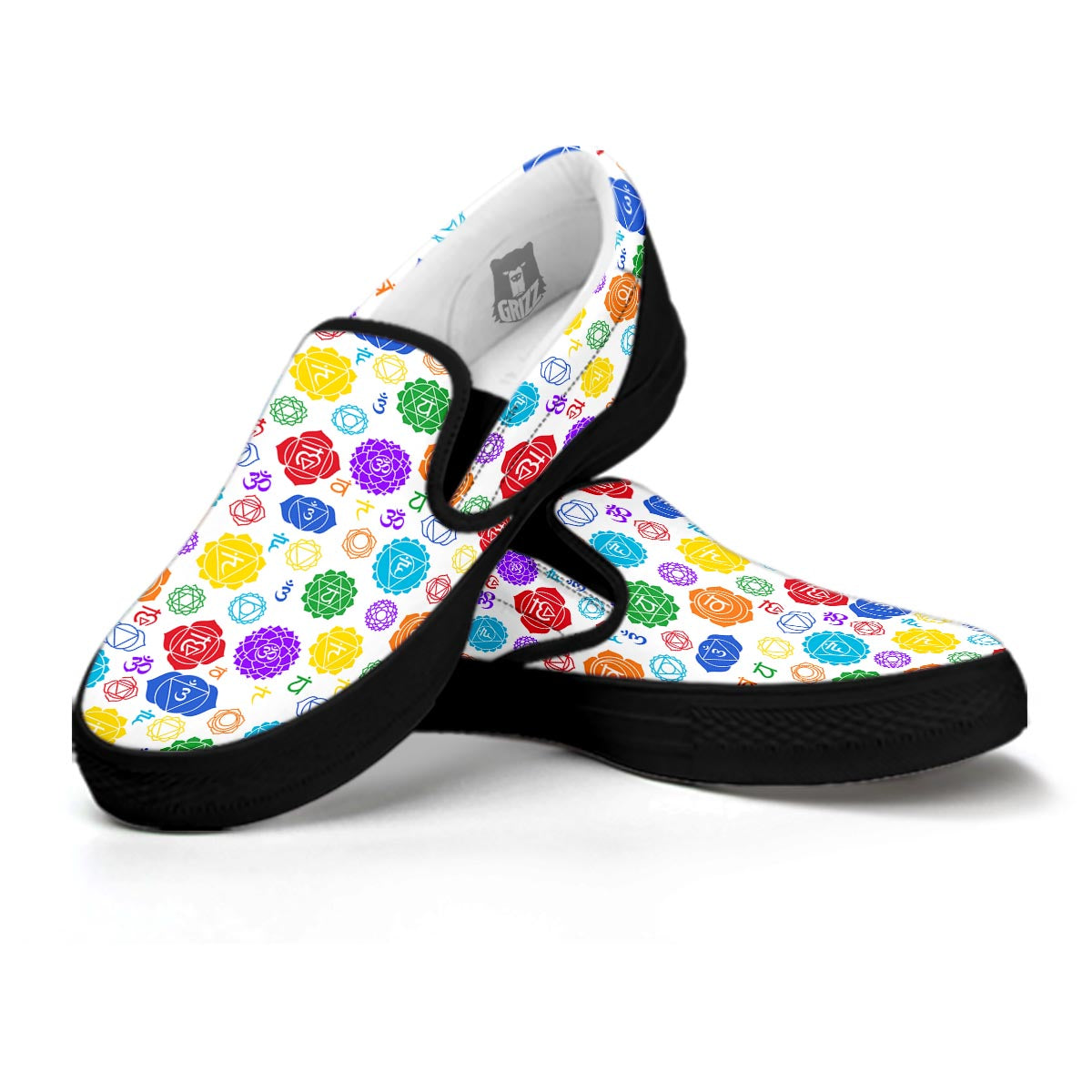 The 7 Chakras And Reiki Print Pattern Black Slip On Shoes – Grizzshopping