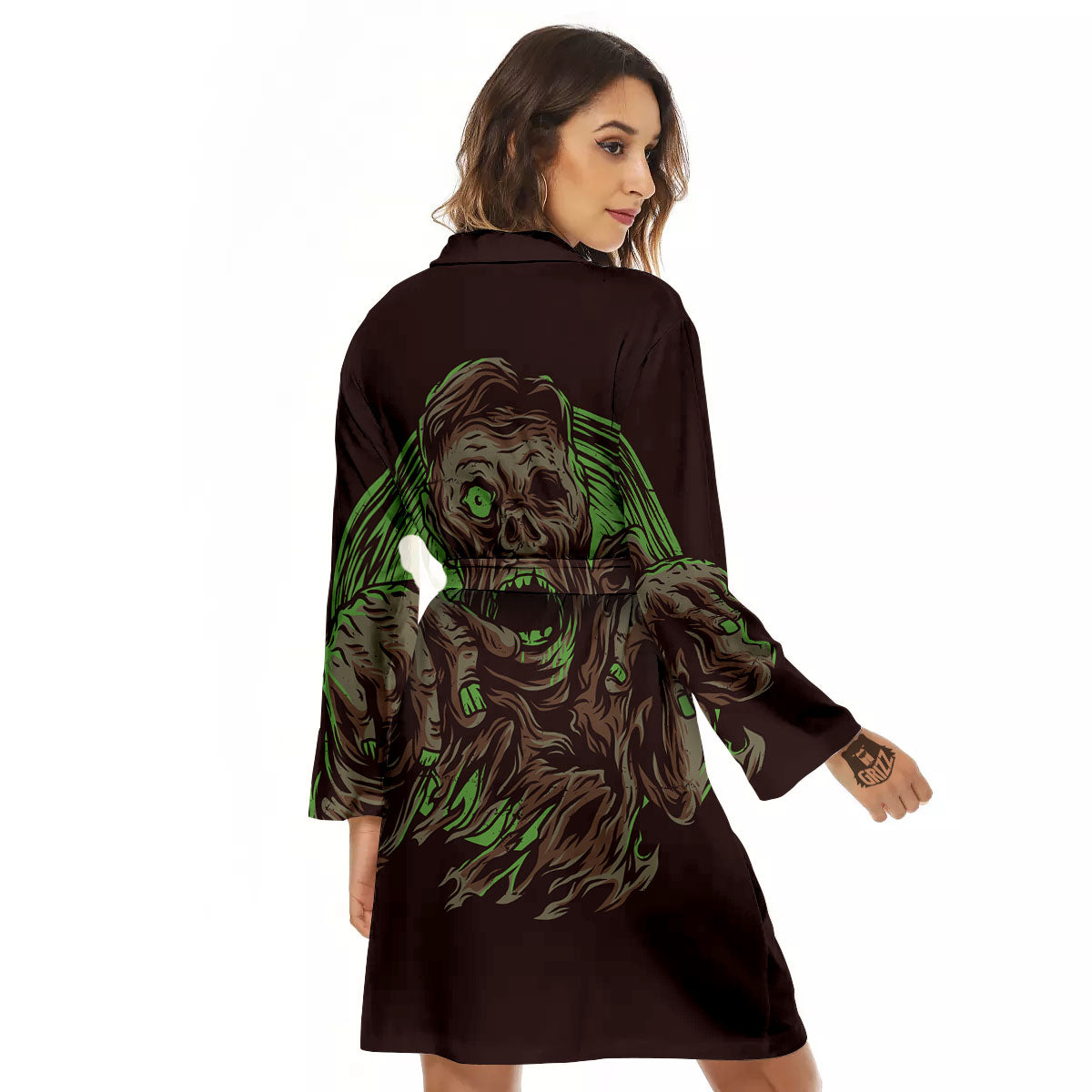 Zombie Walking Green Print Women's Robe-grizzshop