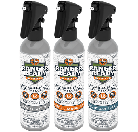 three ranger ready picaridin mosquito repellent bottles