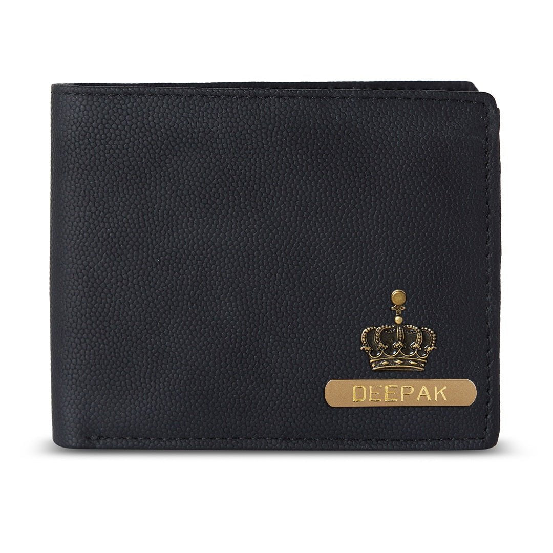 Personalised 3 Fold Men's Wallet With Charm - Black & Brown - Crazy Corner