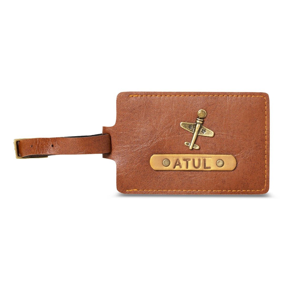 Brown Personalised Rectangle Luggage Tag