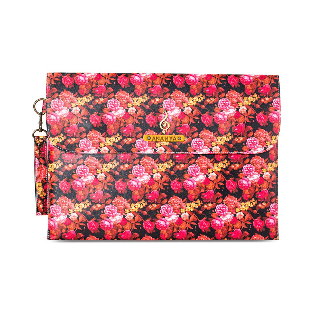 Pink Floral Printed Laptop Sleeve