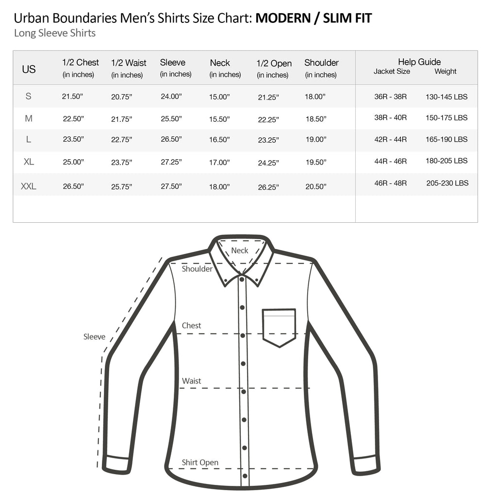 Slim Fit Shirt Size Chart