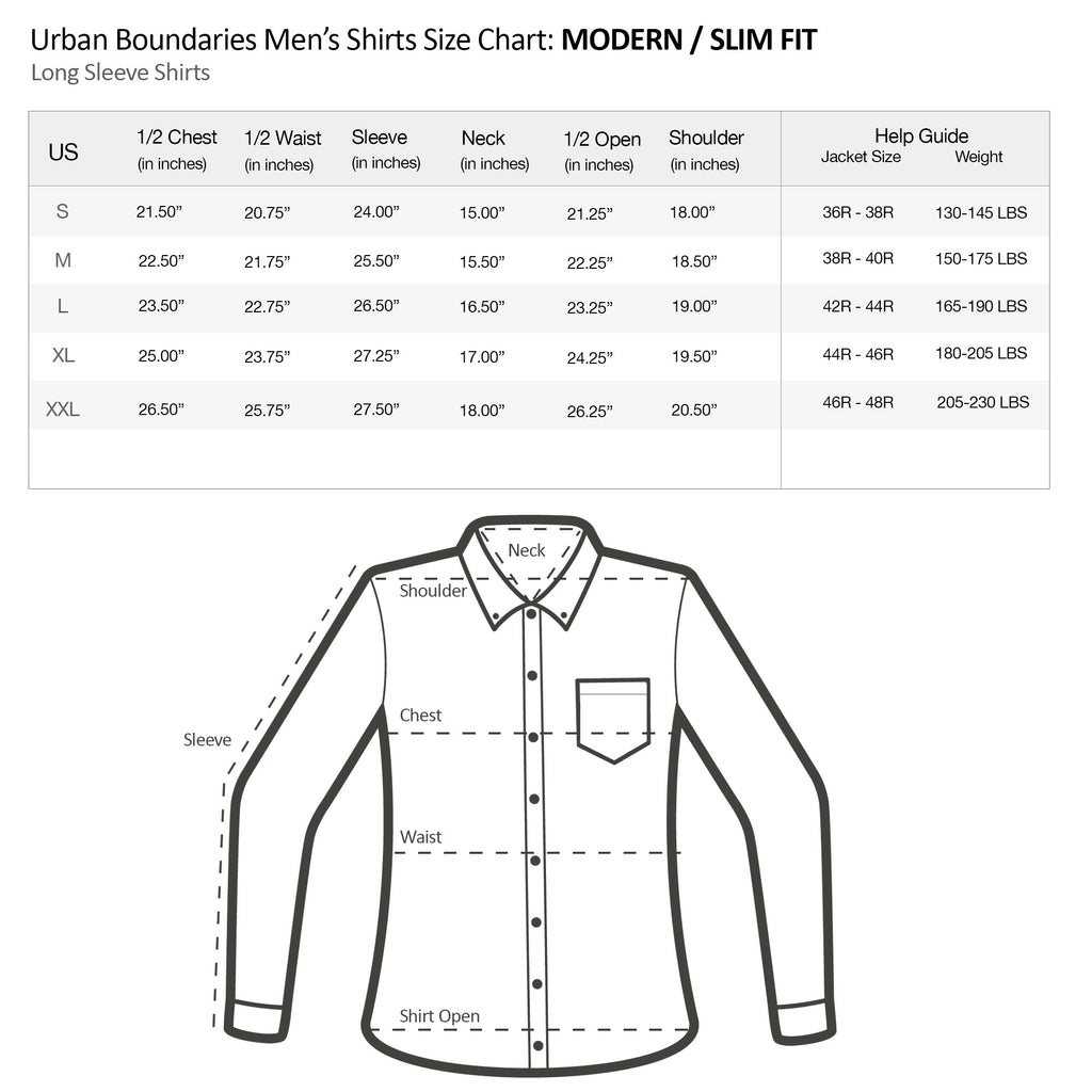 Size Chart Dress Shirt Men