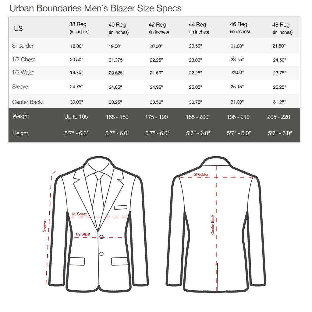 Mens Suit Jacket Size Chart