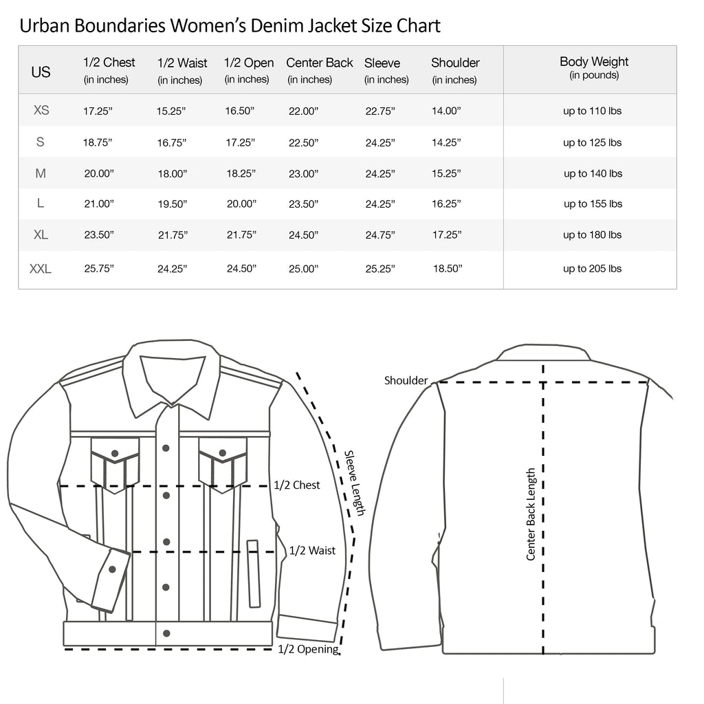 Denim Shirt Size Chart