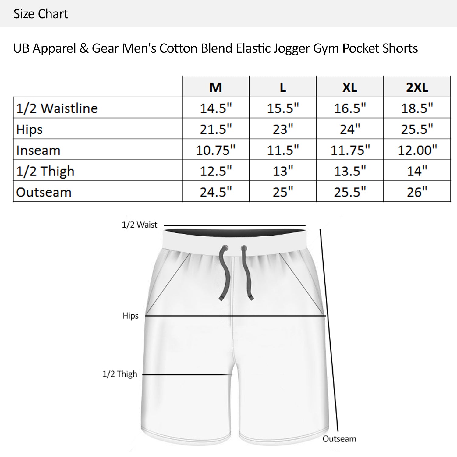 Shorts Size Chart Men