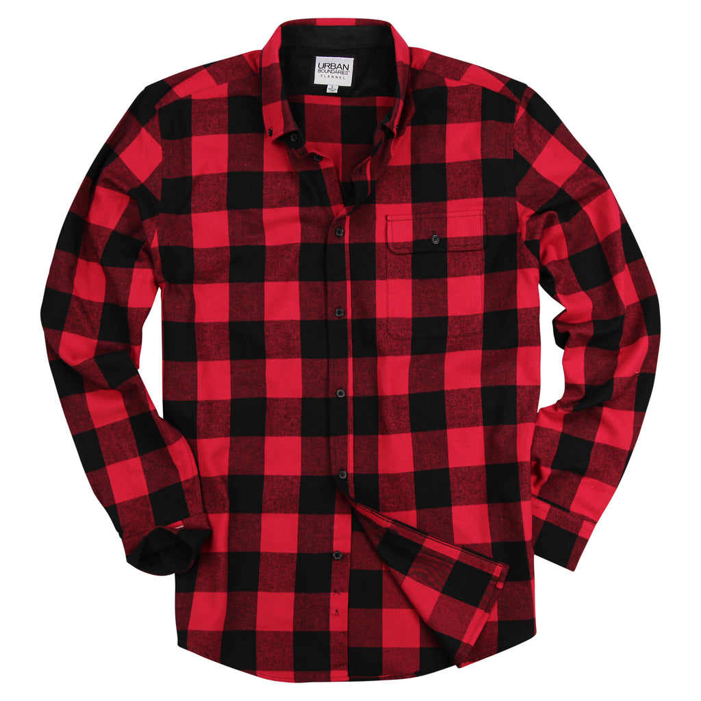 Men's Classic Flannel Shirt Red Black Buffalo Plaid ...