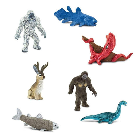 Safari Ltd Cryptozoology TOOB figurines including Yeti, Coelacanth, Kraken, Jackalope, Bigfoot, Furry Trout and Loch Ness Monster