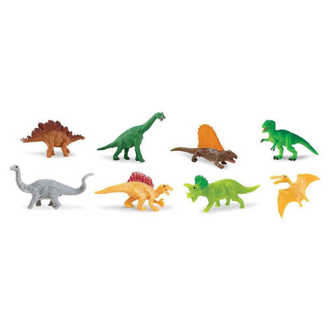 The 8 individual miniature figurines from the Dinos Good Luck Minis Fun Pack