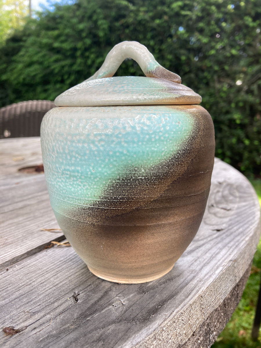 Lidded Jar made by Lisa.