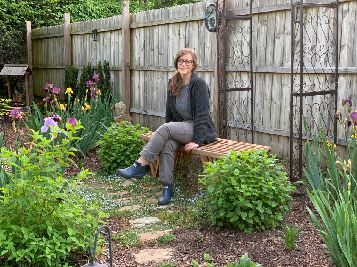 Lisa in her garden